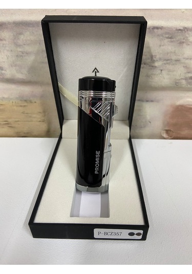 Promise Marka 4 Ateşlemeli Siyah Gri Puro Çakmağı İsme Özel Çakma
