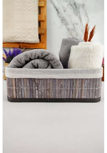 Digithome Bambu Çok Amaçlı Saklama Kutusu Düzenleyici Orta Boy Organizer Gri 29x19x10 Cm - Cl-6006-2