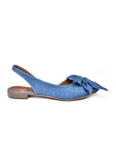 Fox Shoes H726809004 Lacivert Kot Kumaş Kadın Babet Lacivert