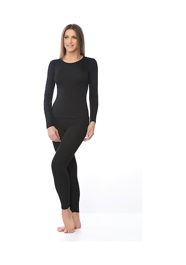 Tutku Kışlık Kadın Termal Sıcak Tutan Tayt Fanila Takım Set Siyah