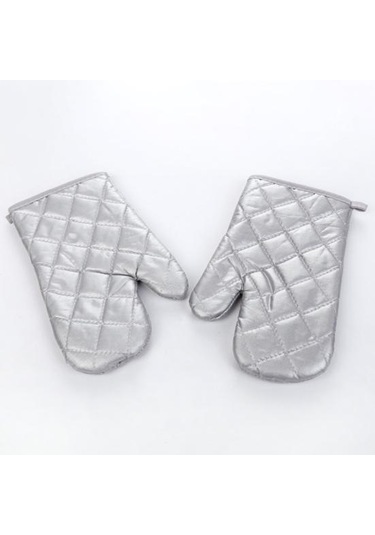1 Adet Fırın Eldiveni Yumuşak Mikrodalga Gümüş Kaplamalı Pratik Eşkenar Dörtgen Yüzey Mutfak Eldiveni Piknik İçin