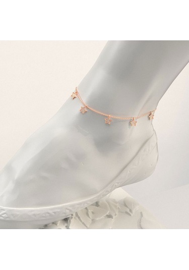 İndigo Takı Küçük Yıldız Rose Gümüş Halhal Çok Renkli