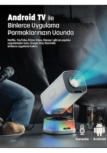 Jeero K6 Dual Microphone Ktv Projectör Karaoke - Android 13