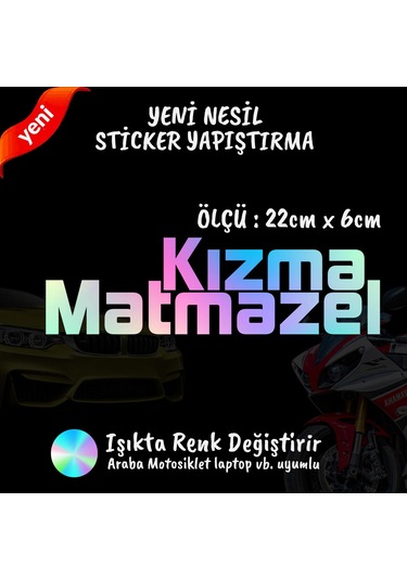 Kızma Matmazel 2 Adet Hologram Sticker - Modifiye Etiket Yazı