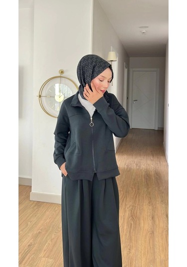 Emily Modal Kumaş Fermuarlı Tesettür İkili Alt Üst Takım Çok Renkli