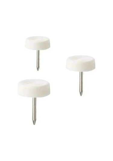 Çivili Poligrit Mobilya Masa Sandalye Zemin Koruyucu Pabuç Beyaz Plastik Poligirit 100 Adet Beyaz