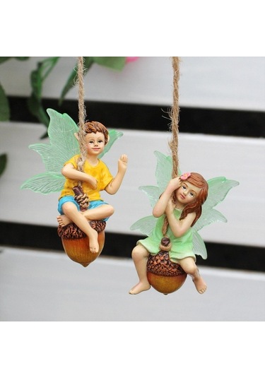 Pazly Reçine Peri Figürü Kız Homyl Dekor Çocuk Bahçe Asılı 2 Li