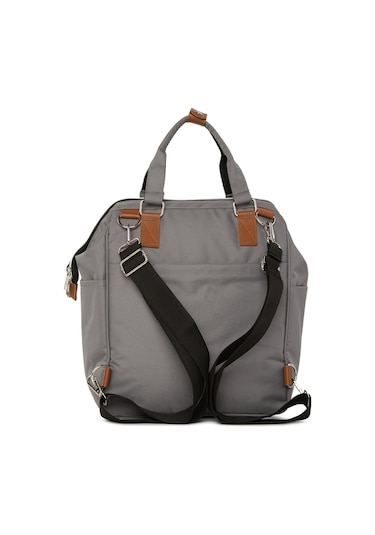 Bagmori Baby Bag Baskılı Cepli Anne Bebek Bakım Sırt Çantası Gri