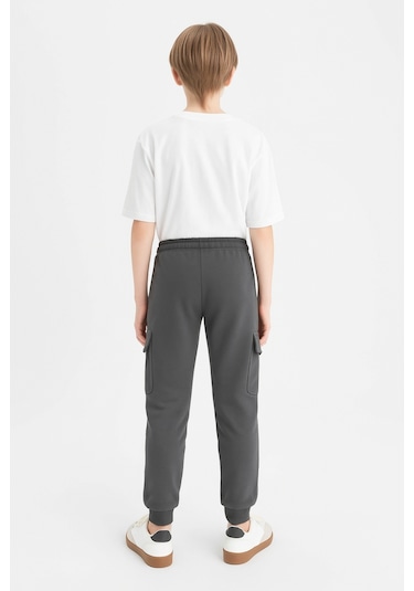 Erkek Çocuk Basic Kargo Cepli Jogger Paça Okul Eşofman Altı Ak2322-1 Füme