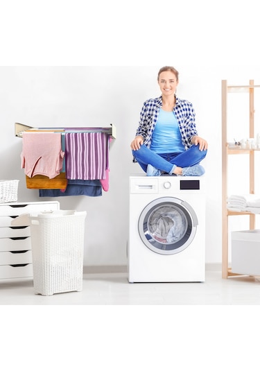 Kurutmalık Çamaşır Askısı - Duvara Monte Çamaşırlık - Patentli Tasarım Cappuccino-120cm Cappuccino