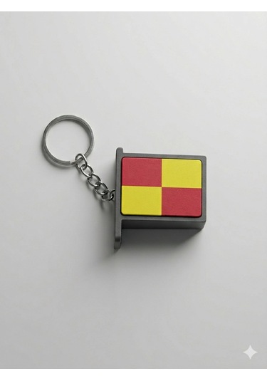 Clicker Hakem Anahtarlık, Bayrak Anahtarlık, Kareli, 4x3cm