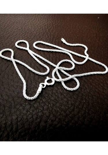 Omar Silver Kadın Popcorn Ithal Rodyumlu Gümüş Kolye Zincir