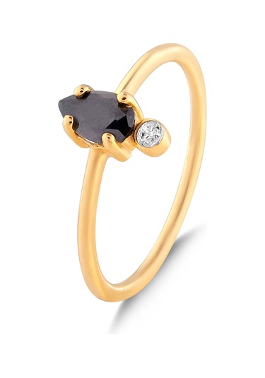 Kuyumcudukkani Siyah Damla Taşlı "trend"yüzük-10436-r-blk Rose