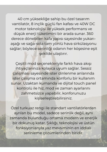 Woox 8'' 360 Derece Salınımlı Uzaktan Kumandalı Dokunmatik Ekran 40 Cm Zaman Ayarlı Masaüstü Vantilatör