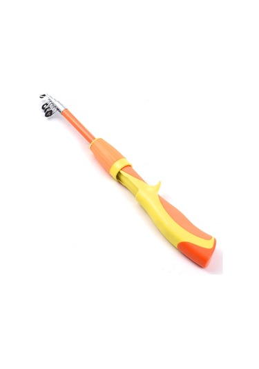 Maiyame Çocuklar İçin 1.3m Uzunlukta Teleskopik Balıkçılık Kamışı, Anti-kayma Kolu, Tüm Su Tiplerinde Kullanım, Turuncu Turuncu