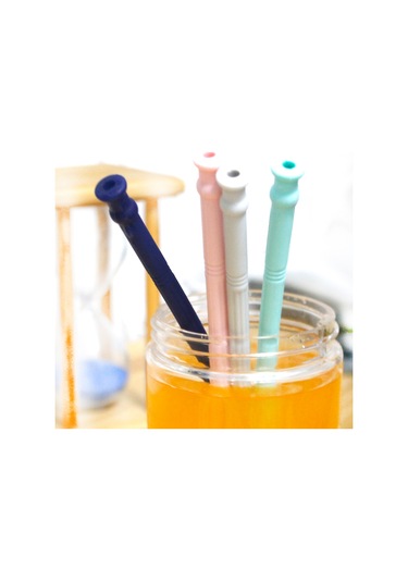 Skycity Yiyecek Kalitesi Silikon Katlanabilir Pipet Seti: Taşınabilir Kapsül Kutusu + Temizleme Fırçası - Küçük Gri