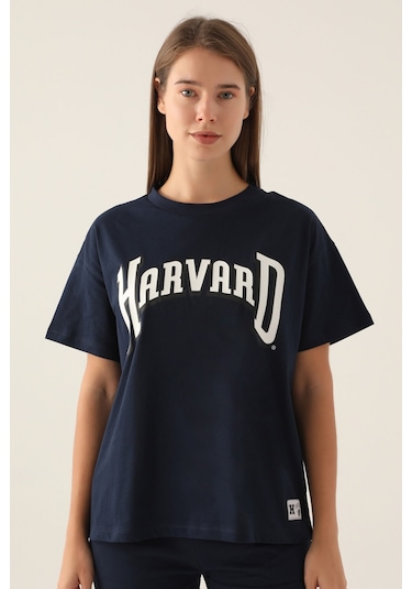 Harvard Patterned Lacivert Kadın T-shirt 5274-42834 Lacivert