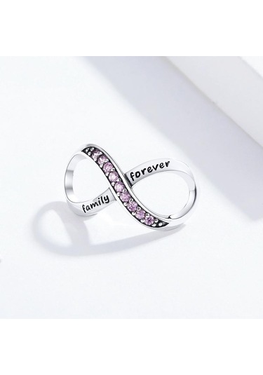 Pembe Bamoer Büyük Takılar Gümüş 925 Infinity Aile Sonsuza Kadar Kristal Charm Bilezik İçin