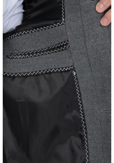 Erkek Gri Dar Kesim Uzun Kaşe Gömlek Yaka Palto & Kaban Gri Erkek Gri Dar Kesim Uzun Kaşe Gömlek Yaka Palto & Kaban Gri