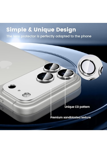 İphone 17 Pro Max Cl-20 Kamera Lens Gövde Koruyucu 9h Sertlik Ultra Hd Temperli Cam Çizilmeye Dayanıklı Koruyucu Gece Çekimi Bozmaz Gümüş