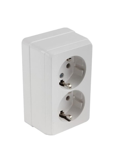 Mutlusan Sıva Üstü Beyaz İkili Topraklı Priz Porselen