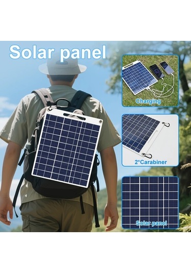 Xuweiwei 1 Takım Güneş Enerjili Şarj Paneli 14.48x29.97 Cm Taşınabilir Usb Şarj Cihazı Kampçılık Karavan Telefon Power Bank Fan El Feneri Ip44