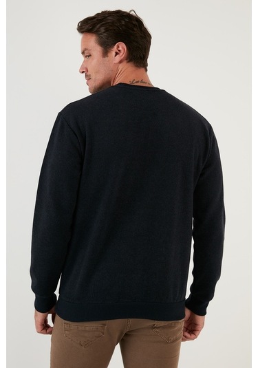 Buratti Slim Fit Bisiklet Yaka Pamuklu Erkek Kazak 456201 Lacivert