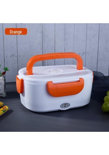Novahub Araba Ve Ev Kullanımı İçin Yalıtımlı Kendiliğinden Isınan Taşınabilir Elektrikli Öğle Yemeği Kutusu Turuncu Turuncu