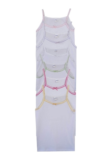 Seher Yıldızı İp Askılı Penye Pamuklu Kız Çocuk Atlet 6'lı - Beyaz