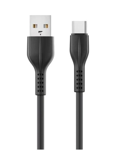 Type C Usb Kablo, 2a Hızlı Şarj Ve Veri Transferi, Silikon Malzeme, 1 Metre Uzunluk, Siyah