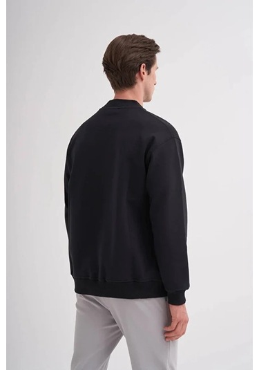 Cazador Relax Fit Pamuk Karışımlı Scuba Kumaş Sweatshirt-52480 Siyah