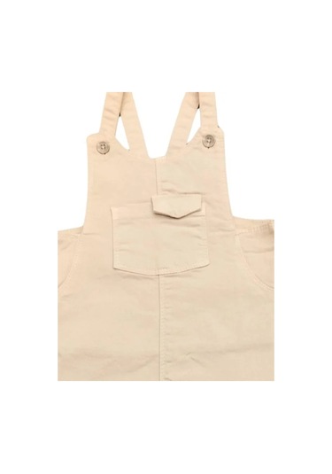 Kız Bebek Pamuklu Cepli Salopet-13899 Bej