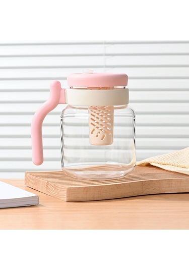 Suntek Demlikli Cam Çay Bardağı 950ml Ev Egzersiz Pembe