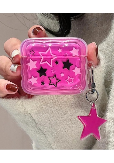 Apple Airpods Pro 2. Nesil Sevimli Karışık Figürlü Silikon Kılıf Açık Pembe