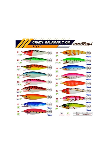 Portfish Crazy Sq70 7cm Kalamar Zokası Renk:06