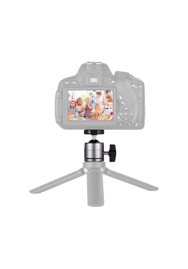 Geeroyoo Gri Alüminyum Mini Kafa, 360 Dönüşlü, 1/4" Vida, Fotoğraf Kamera Ve Kamkorder İçin Tripod Uyumlu Aksesuar