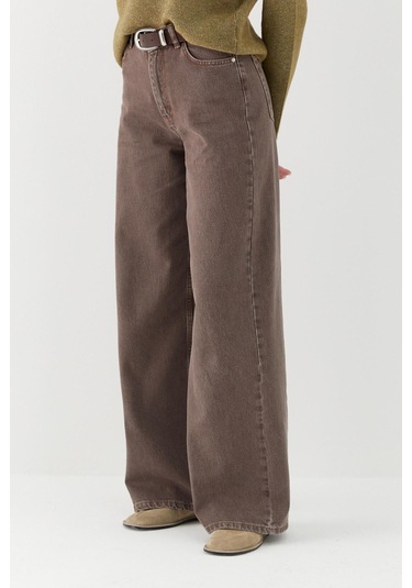 Yüksek Bel Palazzo Pantolon Kahverengi Kahverengi