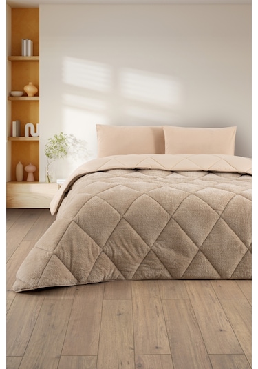 Tek Kişilik Wellsoft Yorgan - Çarşaflı Yastık Kılıflı Uyku Seti Bej