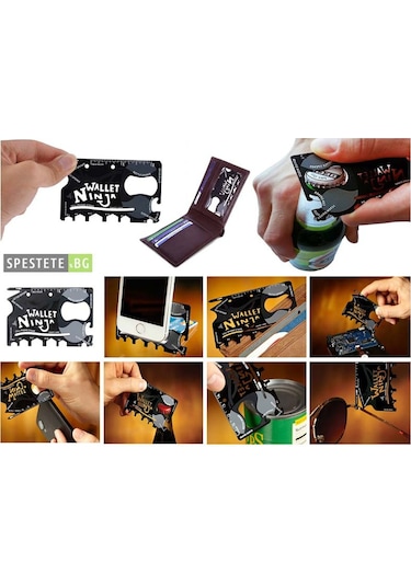 Ninja Wallet Ninja Kamp Çakısı 18 İn1 Multi Tool Kit Survival Kit Çok Renkli