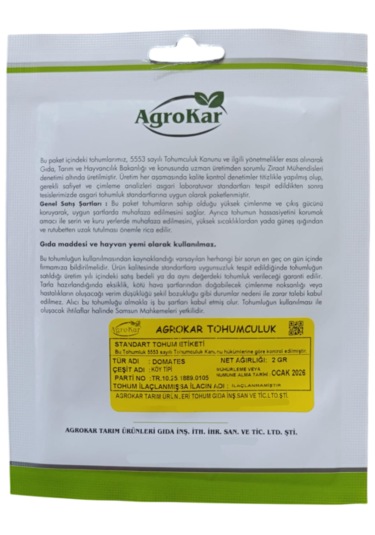 Köy Domatesi Tohumu 2 Gr 1 Paket