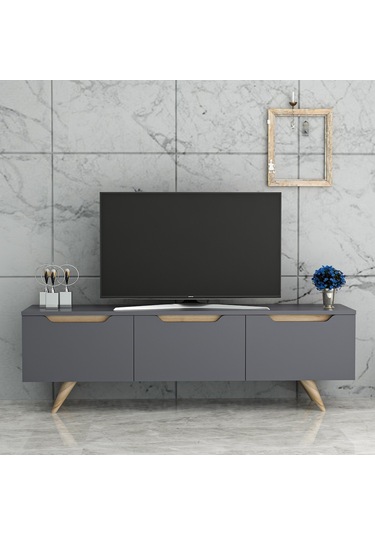 Bmdekor Tv Sehpası Parka Antrasit Meşe 150 Cm