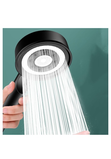 Siyah Filtreli 5 Fonksiyon Çelik El Duşu Siyah Duş Hortumu Mafsal Siyah