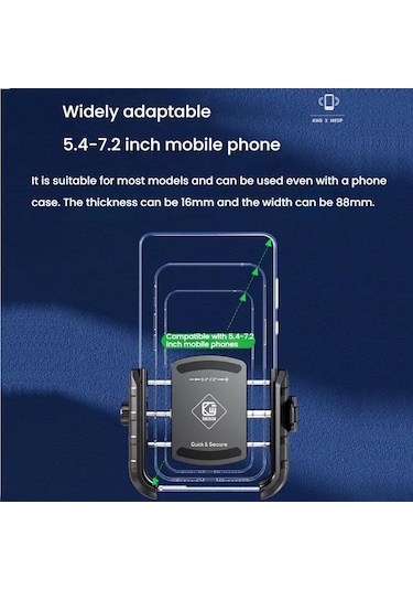 Kewig Motosiklet Bisiklet Blokajsız Cep Telefonu Kamera Navigasyon Braketi M8sp-c2 Siyah