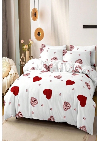 Pamuklu Çift Kişilik Nevresim Seti Nevresim Ve Yastık Kılıfı Çarşafsız Patricia Beyaz