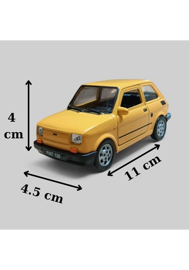 Nostaljik Metal Çek Bırak Sarı Fiat 126 Araba Kapılar Açılır Diğer