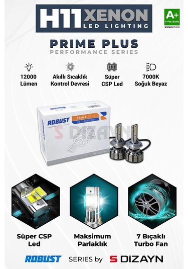 S-dizayn Prime Plus H11 Led Xenon / 45w / 12000 Lm / 7000k A+ Kalite