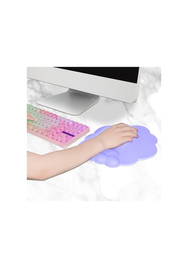 Ev Ofis İçin Deri Bilek Destekli, Hafızalı Köpüklü Bulut Şekilli Bilek Destekli, Kaymaz Pu Tabanlı Mouse Pad