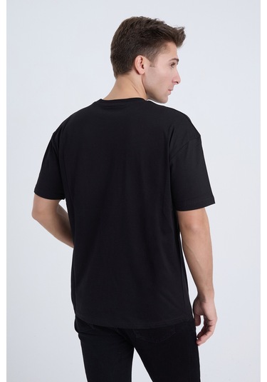 Velvoria Unisex Oversize Siyah Desenli Tokyo T-shırt