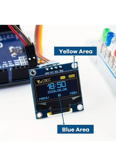 Dashanshop 3 Adet Mavi 0.96 İnç Oled I2c Ekran Modülü 128x64 Pixel Ssd1306 Arduino Raspberry Pi Uyumlu