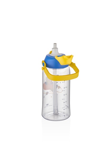 Uzspace Yeni Koleksiyon Askılı Kulplu Pipetli Tritan Çocuk Su Matarası Mavi 500 ML